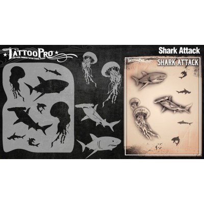 Airbrush Tattoo Pro Stencil Shark Attack